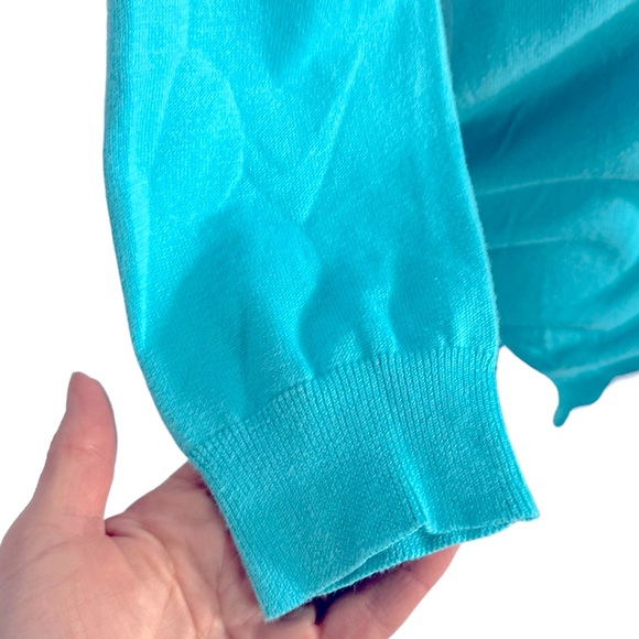 Zara Teal Blue Knitted Cardigan - Size Large - Picture 4 of 8